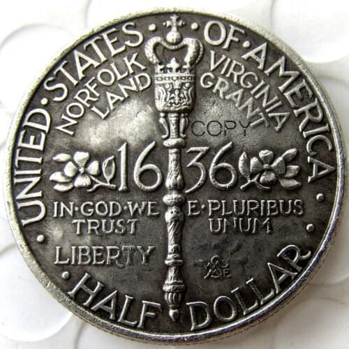 USA 1936 NORFOLK Commemorative Half Dollar Silver Plated Copy Coin