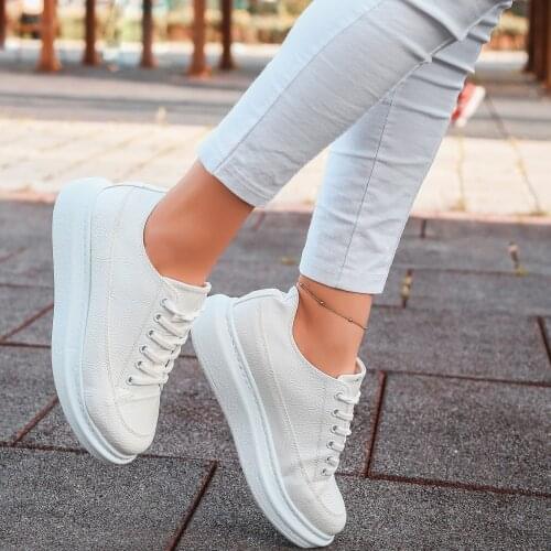 Tonar Voni White Patent Leather Pattern Sport Shoes New Season Convenient Seasonal Style Sneaker
