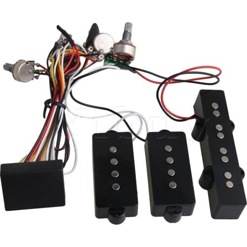 Yibuy Black Prewired 3-Band Equalizer EQ Preamp Pickup Potentiometer Setting for JB PB Bass Guitar Accessory