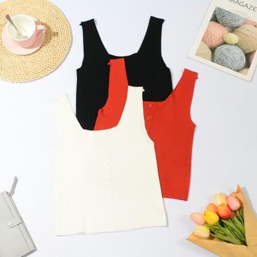 HELIAR Women Summer Solid Y2k Tops Y2k Tops Streetwear Plain Button Up Round Neck Cute Tops Solid Camis For Women Cloth