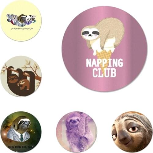58mm Retro Social Sloths Icons Pins Badge Decoration Brooches Metal Badges For Backpack Decoration
