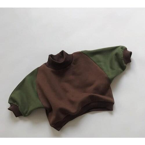 1-6Yrs Baby Boys Girls T-shirt Children Autumn Winter Turtle-neck Childrens Baby Boys Girls Long Sleeve Thicken Pullover Tops