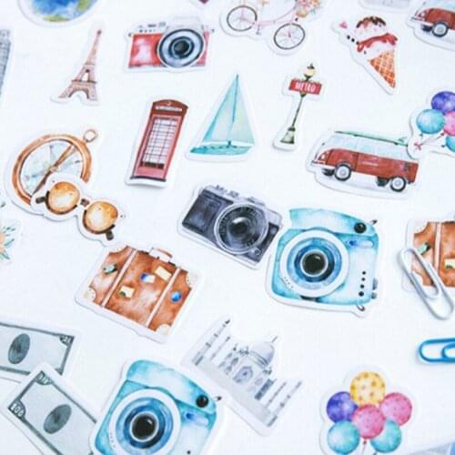 46pcs/pack vintage travel paper sticker deco scrapbook DIY label bookmark for diary album statioery school and office supply