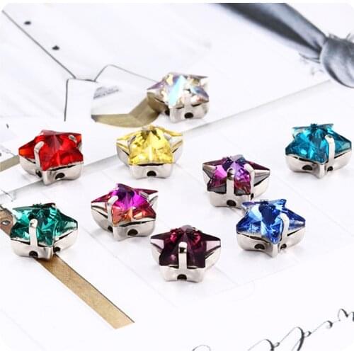 8mm/10mm 20pcs/pack high grade K9 Crystal glass star shape sew on stones,multicolour claw rhinestones DIY/Clothing accessories