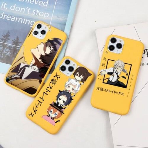 Anime Bungou Stray Dogs Dazai Osamu Phone Case For iphone 12 11 Pro Max Mini XS 8 7 6 6S Plus X SE 2020 XR Candy yellow cover