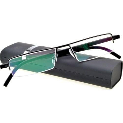 Halfrim Black Business Reading Glasses with Alloy Frame for Men Women Blue Light Blocking for Computer, TV+1.0 +1.5 +2.0 +2.5