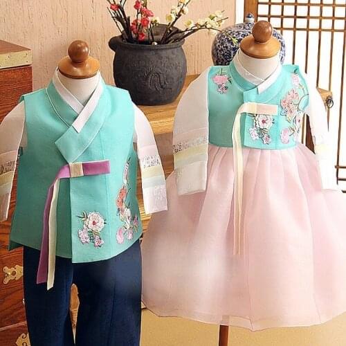 New Children Kids Girl Korean Dolbok Baby Hanbok Dress Birthday Party Game Costume National Cosplay Hallowen Gift