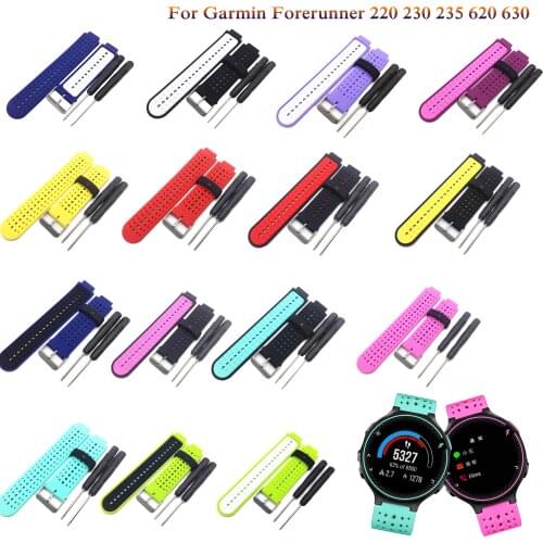 For Garmin Forerunner 235 fashion Bands Colorful Silicone Strap Bracelet For Garmin Forerunner 220 230 235 620 630 735 watchband