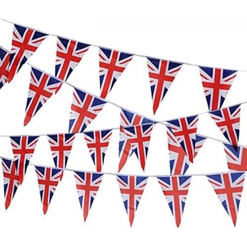 England Great British Banner Flag United Kingdom National Polyster UK Triangular Flag Garden Banner Hanging Garland Party Decor