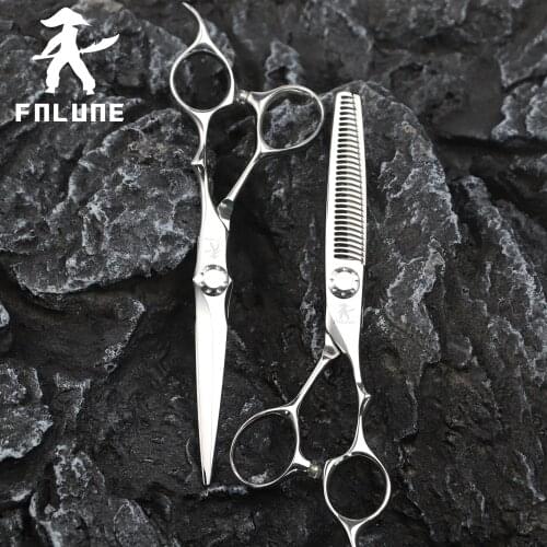 FnLune Tungsten Steel Professional Hair Salon Scissors Cut Barber Accessories Haircut Thinning Shear Hairdressing Tools Scissors