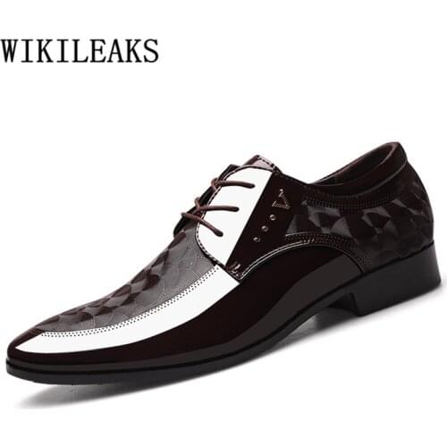 Italian Oxford Shoes For Men Designer Mens Patent Leather Black Shoes Mens Pointed Toe Dress Shoes 2020 Classic Derbies Man