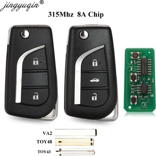 Jingyuqin 315Mhz 8A 2/3 Button Flip Folding Remote Car Key for TOYOTA Corolla RAV4 Levin Camry Reiz Highlander