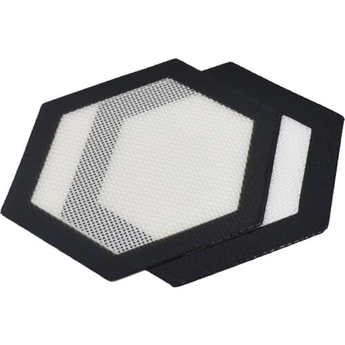 10pcs Hexagon Fiber Glass Bho Slick oil Silicone Dab wax baking Mat Pad Can Bake butane Concentrate oil and hash herb - 7x7cm