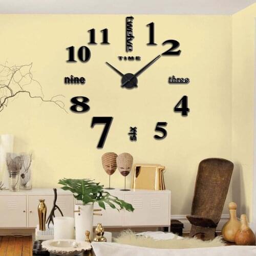 Quartz Clocks DIY Home Decoration Living Room Quartz Needle 2018 Hot Acrylic Mirror Stickers 3D Real Big Wall Clock Creative