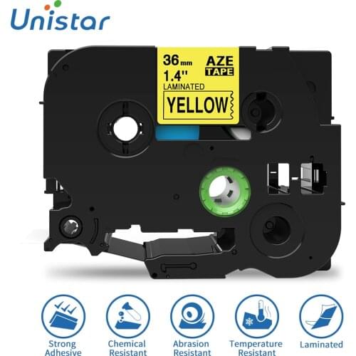 Unistar Compatible for Brother Label Maker TZe-661 36mm Laminated Label Tape Black on Yellow for Brother PT-9200D Label Printer