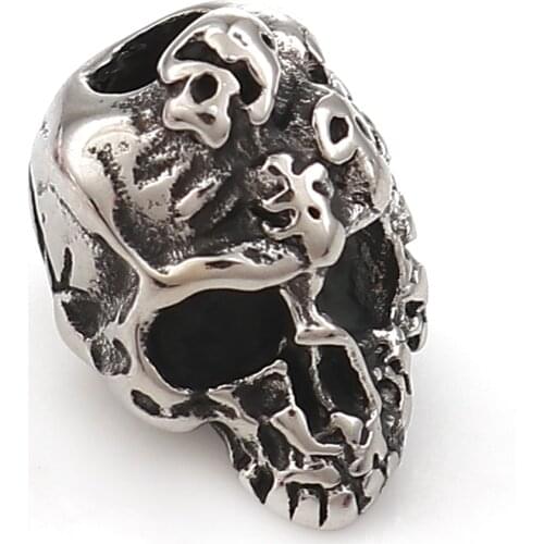 1 Piece 316 Stainless Steel Casting Beads Skull Antique Silver Color For Jewelry Making Diy Accessorie