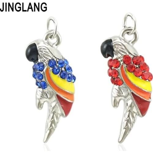 JINGLANG Metal Pendants Flamingo Charms Shape With Rhinestone Charms For DIY Jewelry Making 50 pcs