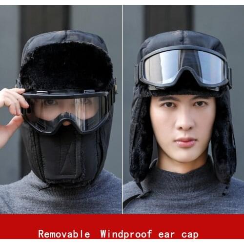 Fashion Knitted Winter Hats For Men Thick and Warm Men Winter Hat Black Autumn Beanie Hat Men Ski Hats Ear protection wind cap