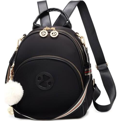 Fashion Women Travel Backpack Large-Capacity Female Shoulder Bag Soft Rucksack Oxford For Backpack with plush pendant decoration
