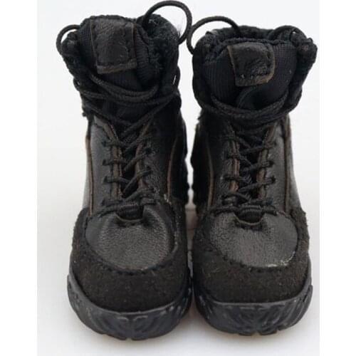 1/6 Scale Male Soldier Black Combat Shoes combat boots Boy Plus Grid Leather Shoes Model 12" Action Figure accessories Toys