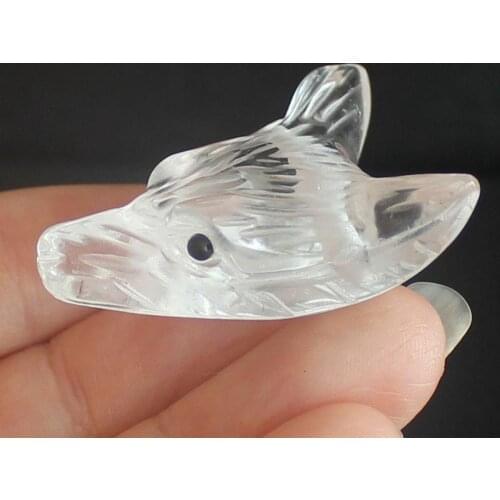 Natural quartz crystal carved crystal wolf head suitable for decoration crystal