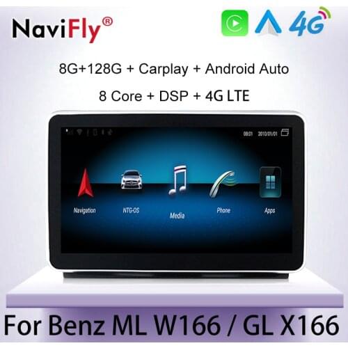 NaviFly 8GB+128GB Android Car Intelligent System Multimedia Video Player GPS Carplay For Benz ML W166/GL X166 2012-2015 NTG 4.5