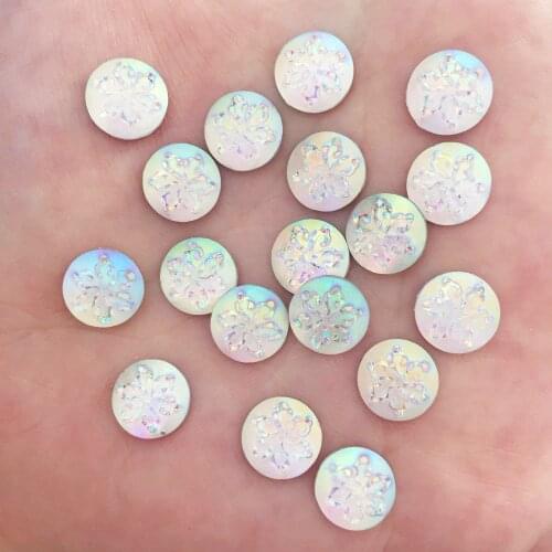 New 100PCS AB Resin 10mm Round Flower Flatback Rhinestone Scrapbook DIY Wedding Applique Ornament Crafts F642*2