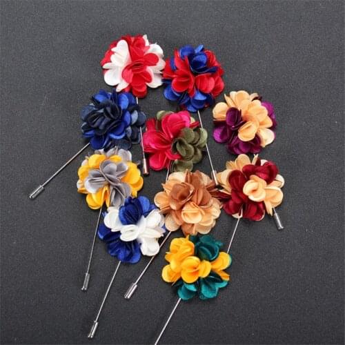 Wholesale Brooch 5Pcs/Lot Handmade Fabric Brooches Flower Brooch Men Corsage Flowers Lapel Pin In Brooches