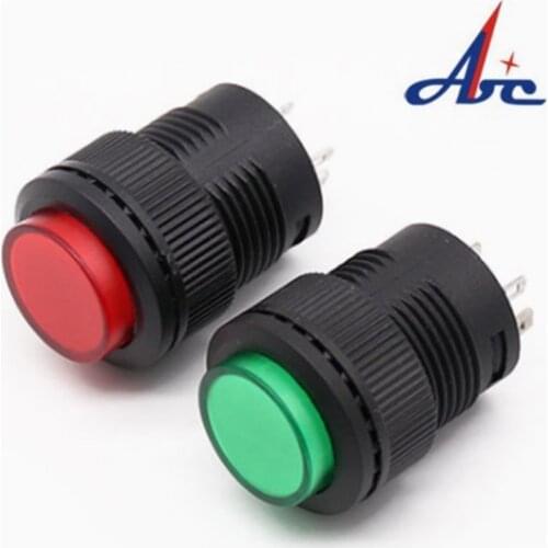 5PCS self-lockin 16MM Latching/Momentary push button switch with 5Color LED lighting 4Pin R16-503/AD R16-503/BD