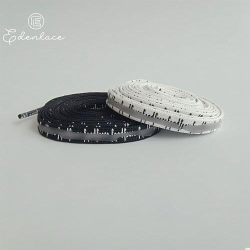 Printed Black And White Font Flat Shoelaces Double-sides Printing Letters Shoe Lace Handmade Print Word On Bootlaces
