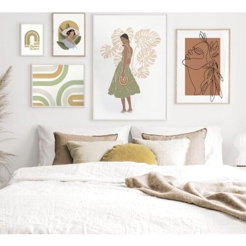 Modern Fashion Woman Abstract Line Wall Art Canvas Painting Nordic Posters And Prints Wall Pictures For Living Room Decoration