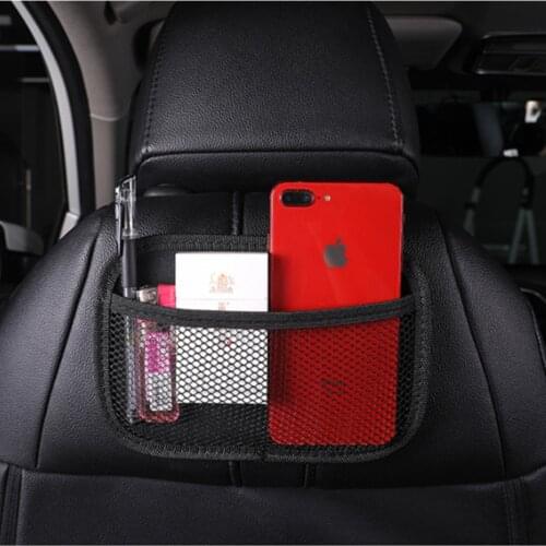 Car Storage Bag Adhesive Paste Net Pocket Auto Seat Back Door Armrest Box Organizer Mobile Phone Sundries Holder Bag Car Stowing