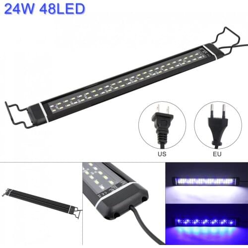 24W 48 LED Aquarium Light with Extendable Brackets Fish Tank Light with 2 Lighting Modes Water Fishbowl Lights 43 x 5.7CM
