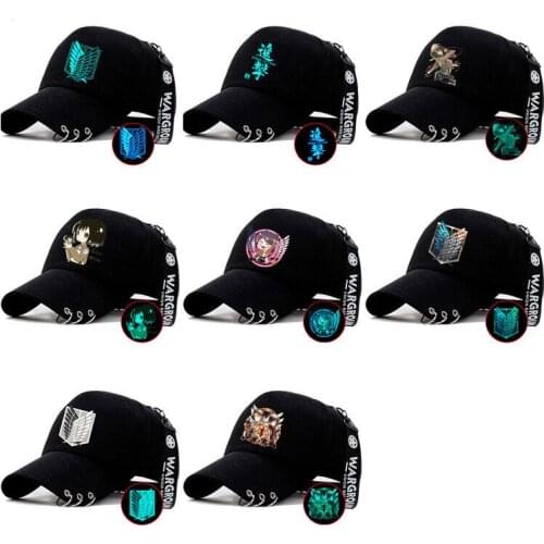 Attack on Titan Luminous Sun Hat Black Baseball Adjustable Snapback Cap Gift Halloween Costume Cosplay Prop For Adults Kids