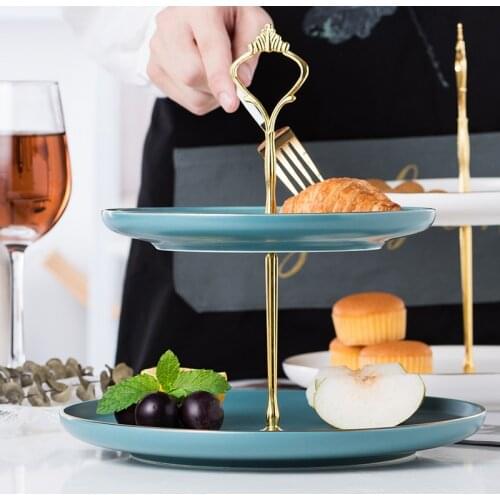 Cake Plates 2-layer Cake Shelf Wedding Birthday Party Decor Kitchen Dessert Tray Fruit Plate
