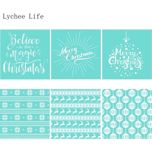 Lychee Life Merry Christmas Self-Adhesive Silk Screen Printing Stencil Mesh Transfers For Pillow T-shirts Diy Sewing Crafts