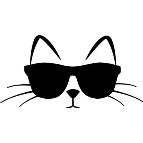 14CM*7.2CM Cool Cat With Sunglasses Vinyl Decal Car Sticker Feline Pet Love Black Silver for Fiat Stickers