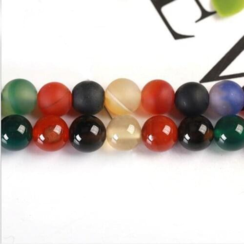 High Quality Natural Agates 4/6/8/10/12/14mm Multicolor Round Beads Necklace Bracelet Jewelry Gems Loose Beads 15 Inch wk84