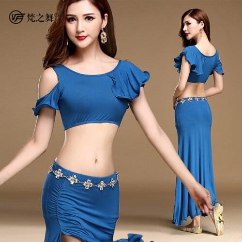Top Quality Newest Sexy Belly Dance Indian Dance Practice Clothes Falbala Performance Costume Comfortable Modal Suit