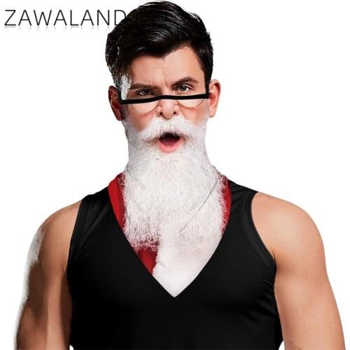 Zawaland Outdoor Neck Scarves Christmas Party Multifunctional Bandana Fashion Beard Print Breathable Reusable Triangular Scarf
