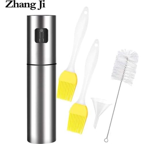 Zhangji 100ML Olive Oil Sprayer Dispenser Stainless Steel Bottle Vinegar Sprayer Liquid Dispenser for BBQ, Salad, Cooking Set