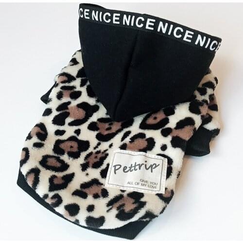 Warm Dog Coats With Caps Leopard Printing Two Feet Pet Jackets For Autumn And Winter 2019 Hot Sale Clothes For Pet Dog
