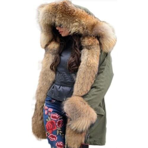 2021 Winter Jacket Women Waterproof Long Parka Real Fur Coat Natural Raccoon Fox Fur Collar Hood Thick Streetwear Detachable