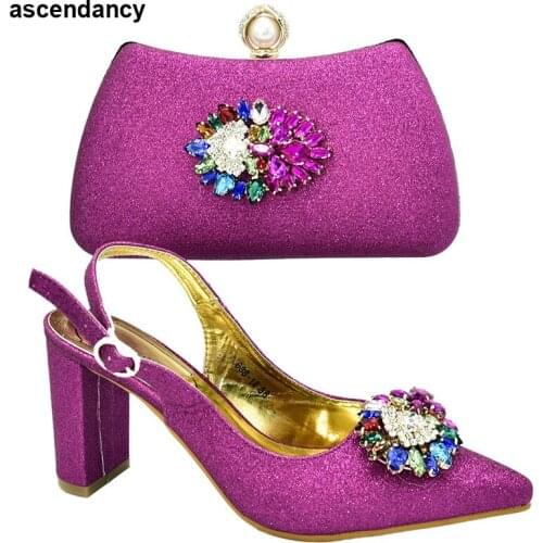 Women Italian African Party Pumps Shoes and Bag Summer High Heeled Shoes for Women Luxury Shoes Women Designers Buckle Strap