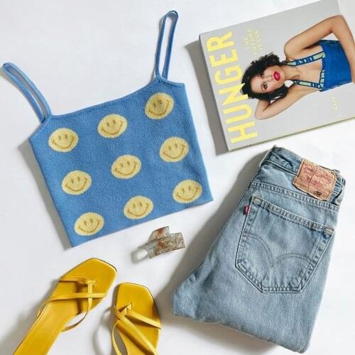 MosiMolly Pink Cherry Embroidery Camisole Tops Women 2021 Summer Knit Strap Cropped Vest Summer 2021