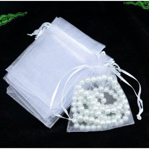 White Organza Jewelry Gift Bags Small Drawstring Pouches Customed Logo Printing Bags 15x20cm 500pcs/lot Wholesale