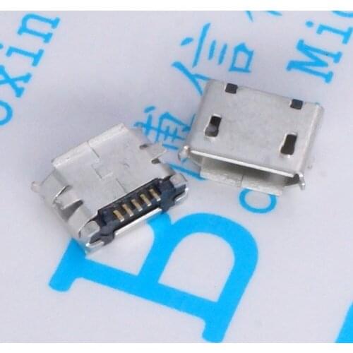 200pcs SMD with solder micro 5p female USB socket female flat port USB 5-pin SMD
