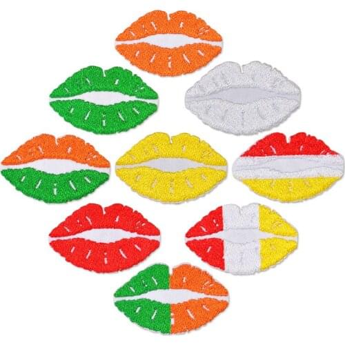 2021 New Embroidered Cloth Stickers Delicate Lips Series Accessories Patch Computer Emboridery Label Patch