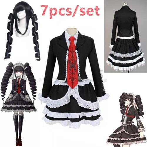 7pcs/set Danganronpa Dangan Ronpa Celestia Ludenberg Cosplay Costume Custom Made Dangan Halloween Party Fancy Dress Free Ship