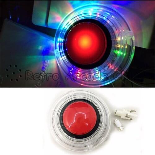 80mm Colorful Lighting Arcade Buttons Transparent Edge LED illuminated Video Game Play Push Button for Basketball/ Music Machine